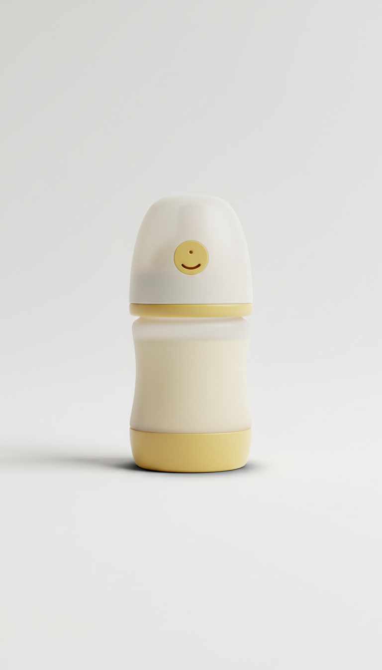 Minimalist baby bottle with mellow yellow accent